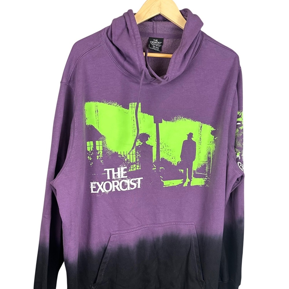 The Exorcist Horror Movie Purple Black Ombre Graphic Hoodie Mens 2XL XXL